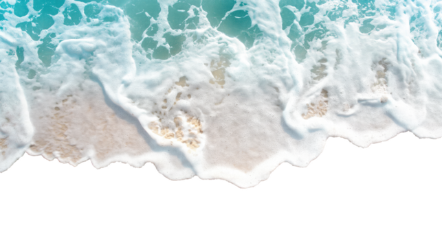sea waves on the beach isolated on transparent white background, clipping path