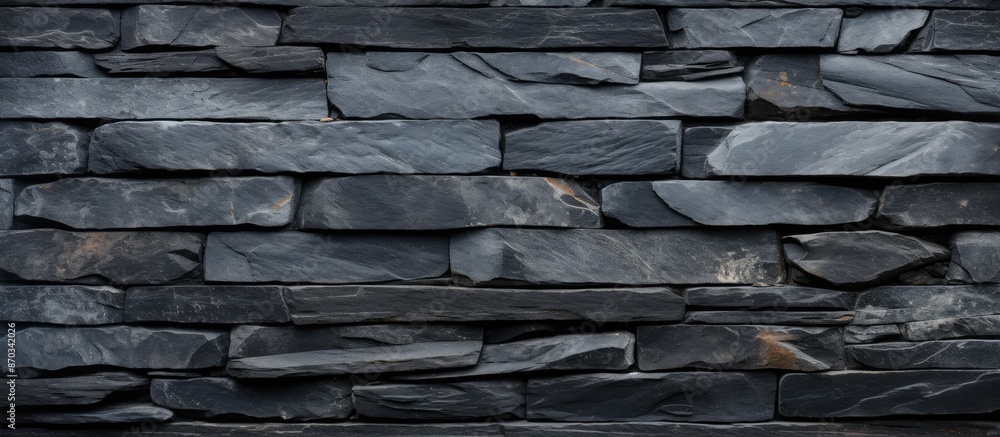 Aufkleber High-resolution top view of a natural black slate stone background pattern with ample copy space image.