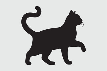 The image is a black silhouette of a cat. The silhouette is simple and elegant, with a clean and minimalist style, suitable for various uses like logos, icons, or decorative elements.
