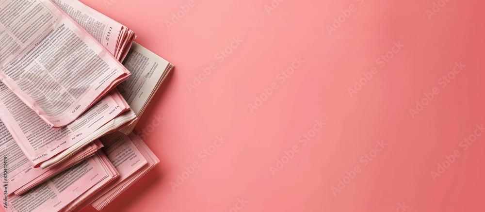 Poster Newspapers with empty spaces, set against a pink backdrop with copy space image.