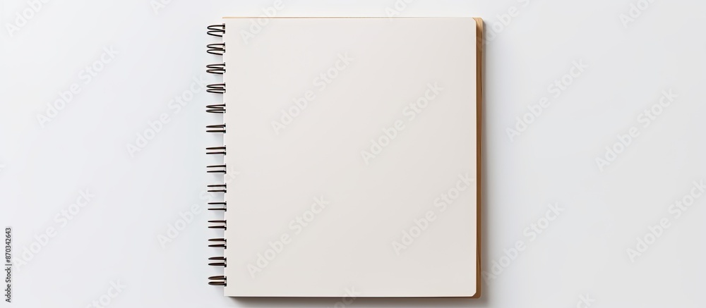 Poster Close-up view of a notebook on a white background with copy space image.