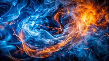 Fototapeta premium Blue And Orange Smoke. Fire And Ice. Abstract Background.
