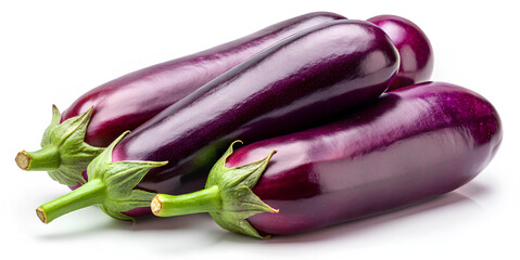 Eggplants on isolate white background, clipping path