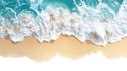 sea waves on the beach isolated on transparent white background, clipping path