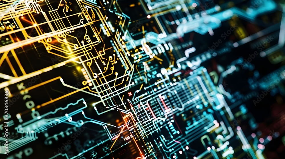 Aufkleber intricately detailed processing chip schematic diagram showcasing complex technical architecture