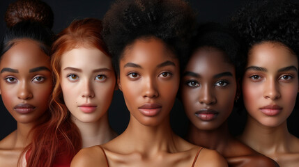 Fototapeta premium Portrait of five women from different ethnic groups