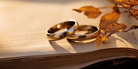 Wedding Rings on an Open Book