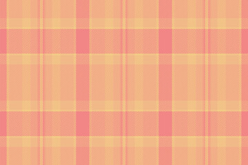 Linear pattern texture plaid, nostalgia vector seamless textile. Sexy tartan check background fabric in orange and light coral colors.