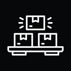 Stack of Cardboard Boxes on Conveyor Belt Icon