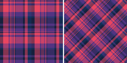 Tartan pattern fabric of textile texture vector with a seamless plaid background check. Set in dark colors. Garment industry trends.