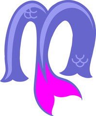 Mermaid Letter Alphabet Vector Element