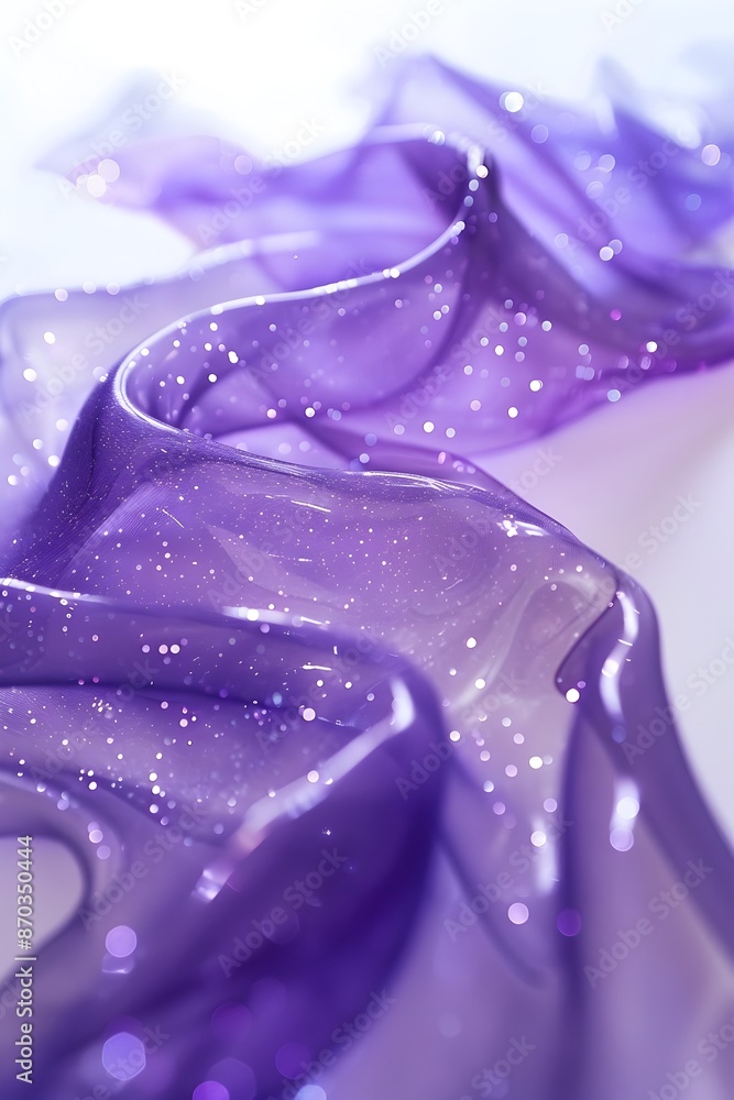 Poster ethereal violet cosmic curve with swirling starry galaxies on soft hazy background