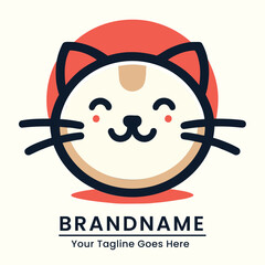 Playful and adorable cat logo with a cheerful expression perfect for children's products or pet related brands