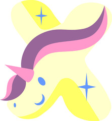 Unicorn Rainbow Letter Alphabet Vector Element