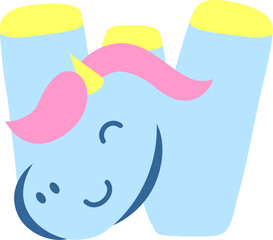 Cute Unicorn Letter Alphabet Vector Element