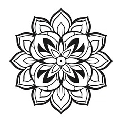 Beautiful drawn black and white mandala