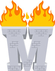 Torch Letter Alphabet Vector Element