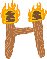 Torch Wood Letter Alphabet Vector Element