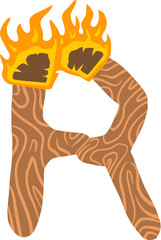 Torch Wood Letter Alphabet Vector Element