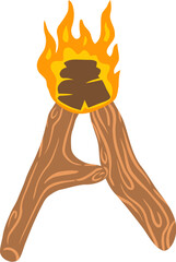 Torch Wood Letter Alphabet Vector Element