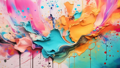 Vibrant watercolor splash art with colorful stains and textures