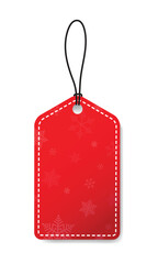 Red tag vector banner design Christmas concept with snowflakes template for use to your business website or shop isolated on white background.