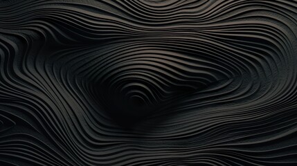 Abstract background with black paper cut layers in closeup view. Luxury realistic carving relief with cutout effect, dynamic flow cardboard waves. Header illustration for banner design. Generative AI.