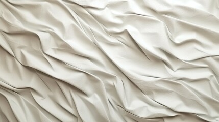 Obraz premium Abstract background with white crumpled paper with soft folds. Decorative wrapping material sheet with wrinkled and intricate textured surface. Header illustration for banner design. Generative AI.