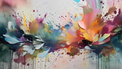 A colorful illustration featuring water drops on glass with red and yellow fish surrounded by bright, festive elements like flowers and light, resembling a spring holiday decoration