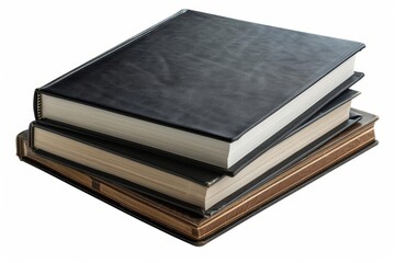 Stack of vintage books isolated on white background