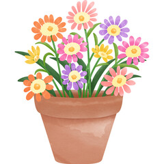 flowers in an old style pot