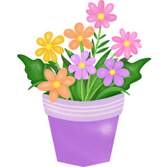 Pastel flowers in a purple pot