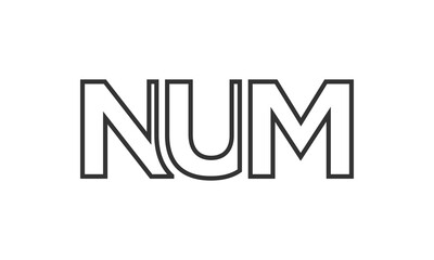 NUM logo design template with strong and modern bold text. Initial based vector logotype featuring simple and minimal typography. Trendy company identity.