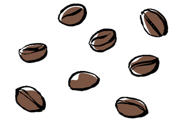 筆タッチのコーヒー豆のイラストセット