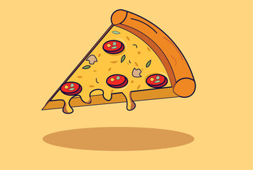 Delicious pizza Slice Melted Cartoon Vector Icon Illustration Food Object concept Isolated Premium restaurant vibes
