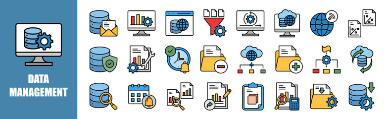 Data Management  icon set for design elements, business, data, technology, management, information © Icon Designer