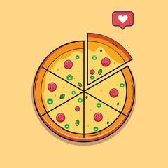 Delicious pizza Slice Melted Cartoon Vector Icon Illustration Food Object concept Isolated Premium restaurant vibes