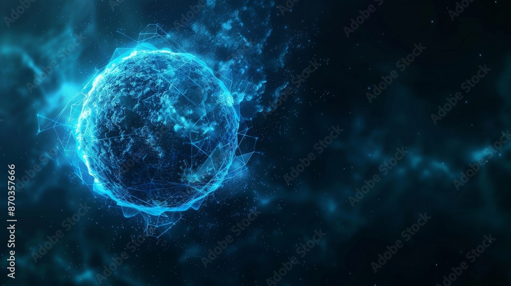 Poster the particle background is heavily deformed with sphere shapes due to noise displacement