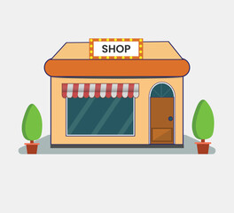 Grocery store building isolated vector graphic illustration  