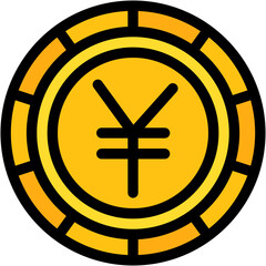 Vector Icon Yen, China, Currency, Coin, Money