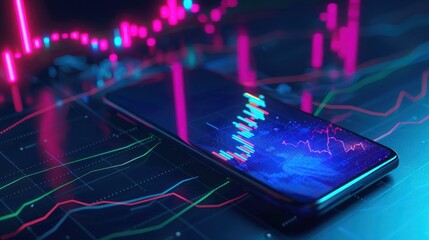 Fototapeta premium Crypto trader investor holding hands using mobile phone app executing stock trading market