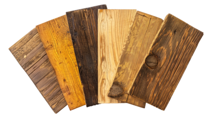 sample of oak wood set for furniture and flooring isolated on transparent white background, clipping path