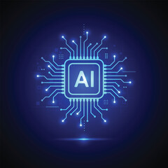 Artificial intelligence circuit line style. Machine learning design. Smart network digital technology. AI. Vector illustration