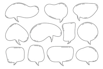 Hand drawn outline speech bubbles collection