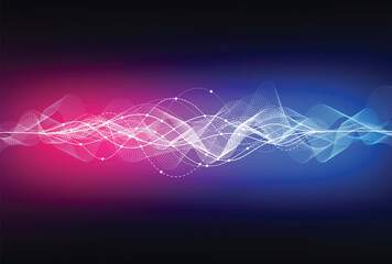 Wave lines flowing dynamic. Artificial intelligence deep learning visualization networks concept for AI, music, sound. Vector illustration