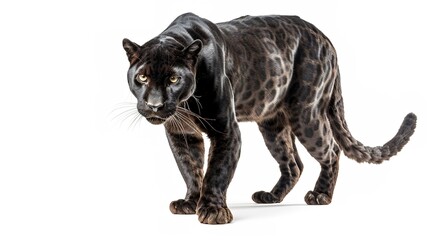 Fototapeta premium Full View of Black Panther on White Background
