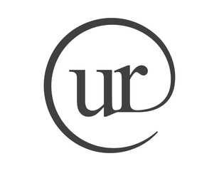 UR logo from two letter with circle shape email sign style. U and R round logotype of business company