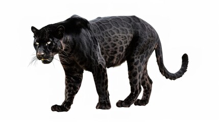Fototapeta premium Full View of Black Panther on White Background