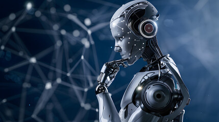 Fototapeta premium AI Robot thinking, Artificial intelligence