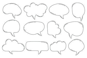 Fototapeta premium Hand drawn outline speech bubbles collection
